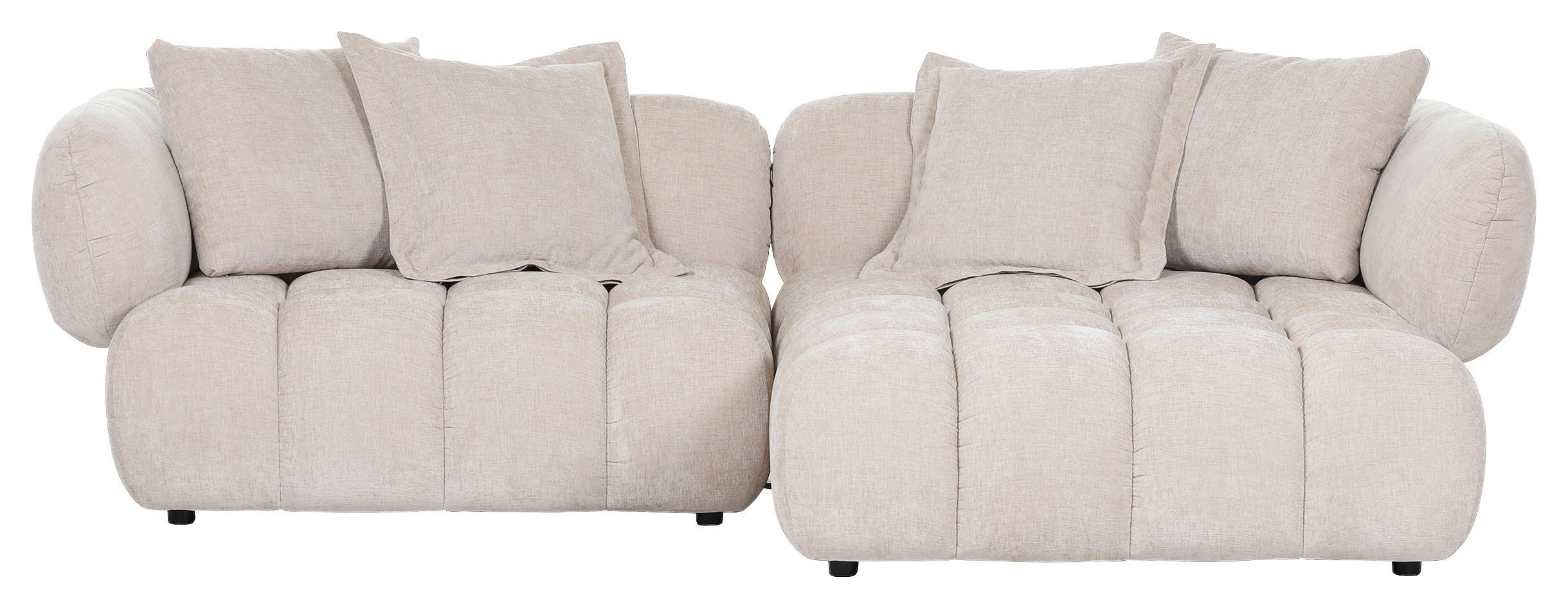 ECKSOFA Beige Flachgewebe  - Beige/Schwarz, KONVENTIONELL, Kunststoff/Textil (262/156cm) - Carryhome