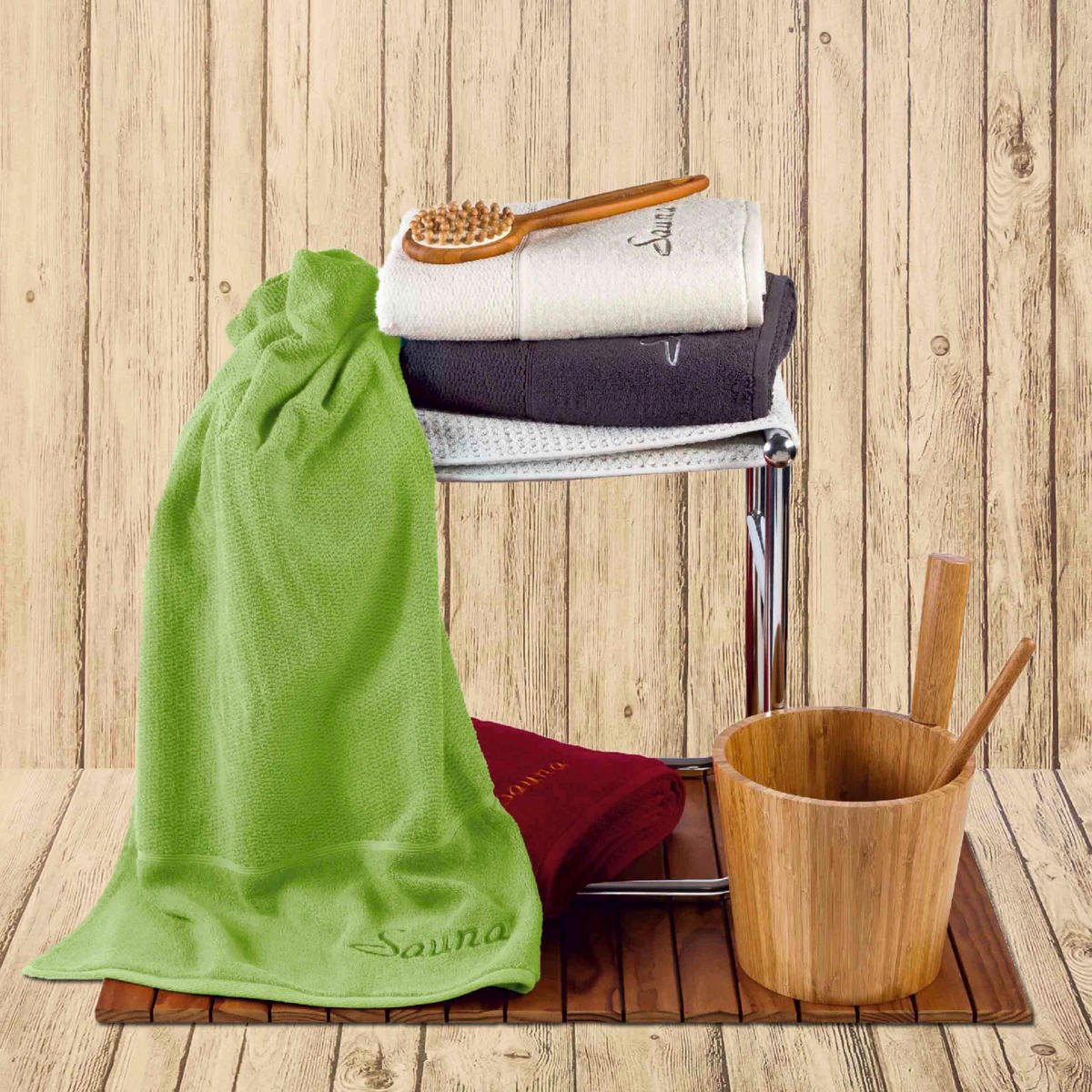 SAUNATUCH FROTTANA PEARL Rot  - Rot, Basics, Textil (80/200cm) - Moeve