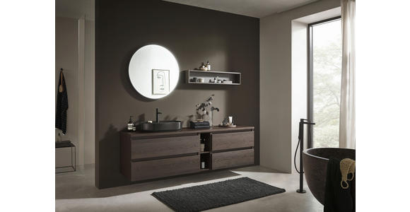 BADEZIMMER 8-teilig  in 200,8 cm  - Eiche dunkel/Schwarz, Keramik/Holzwerkstoff (200,8cm) - Novel