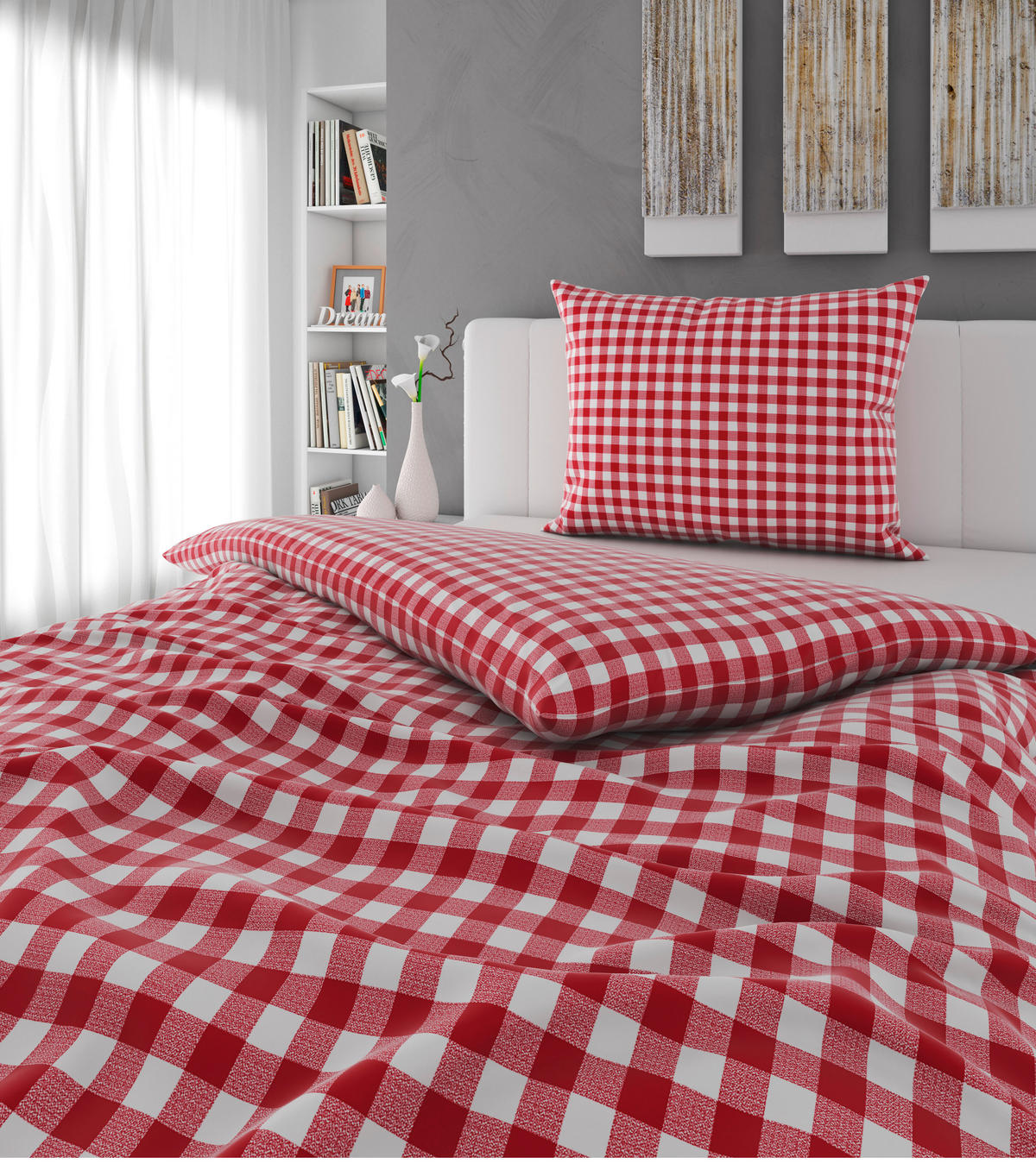 BETTWÄSCHE TANJA Satin 140/200 cm  - Rot/Weiß, KONVENTIONELL, Textil (140/200cm) - Esposa