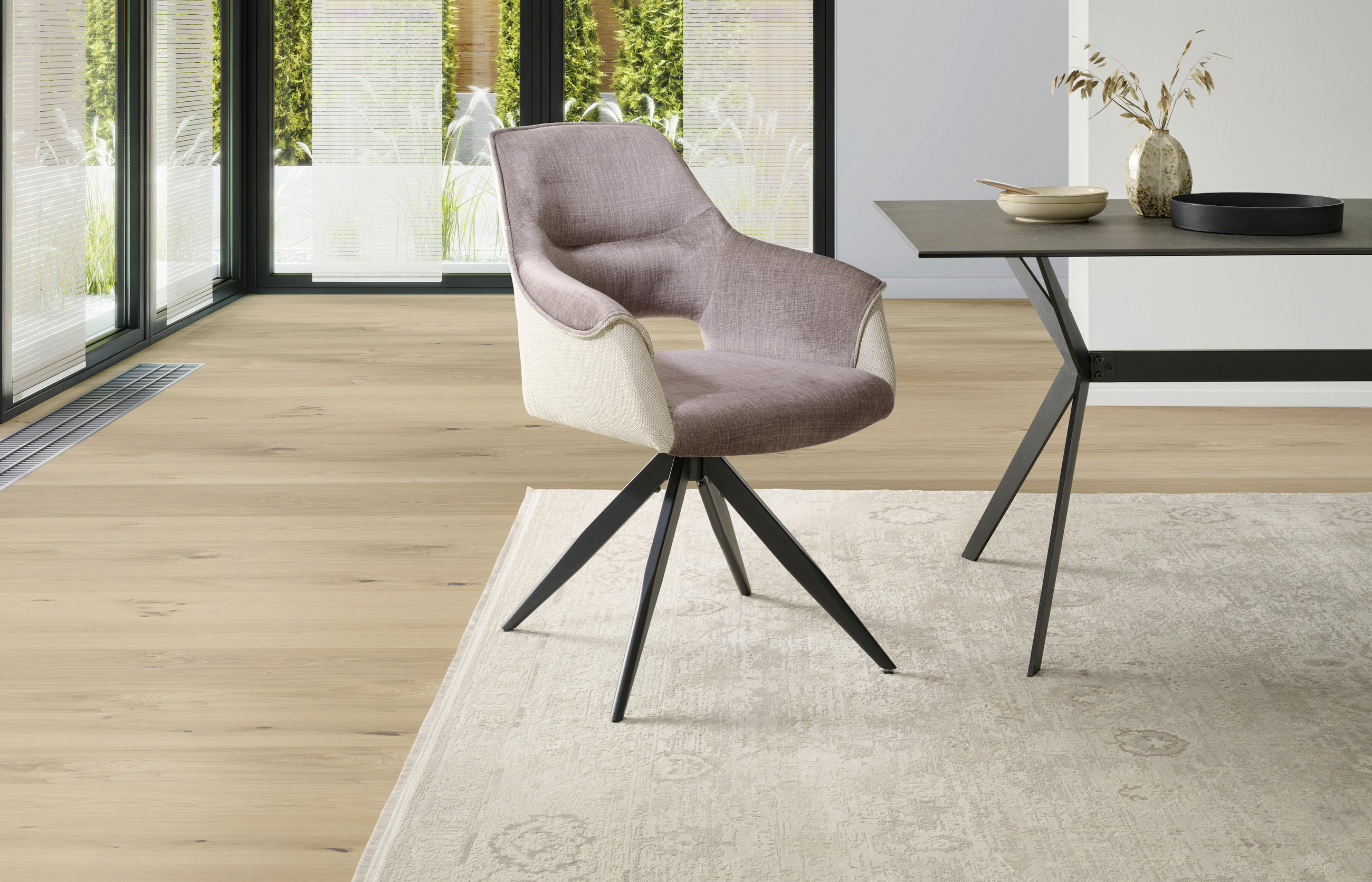 ARMLEHNSTUHL  in Eisen Samt, Webstoff  - Beige/Schwarz, KONVENTIONELL, Textil/Metall (62/86/64cm) - MID.YOU
