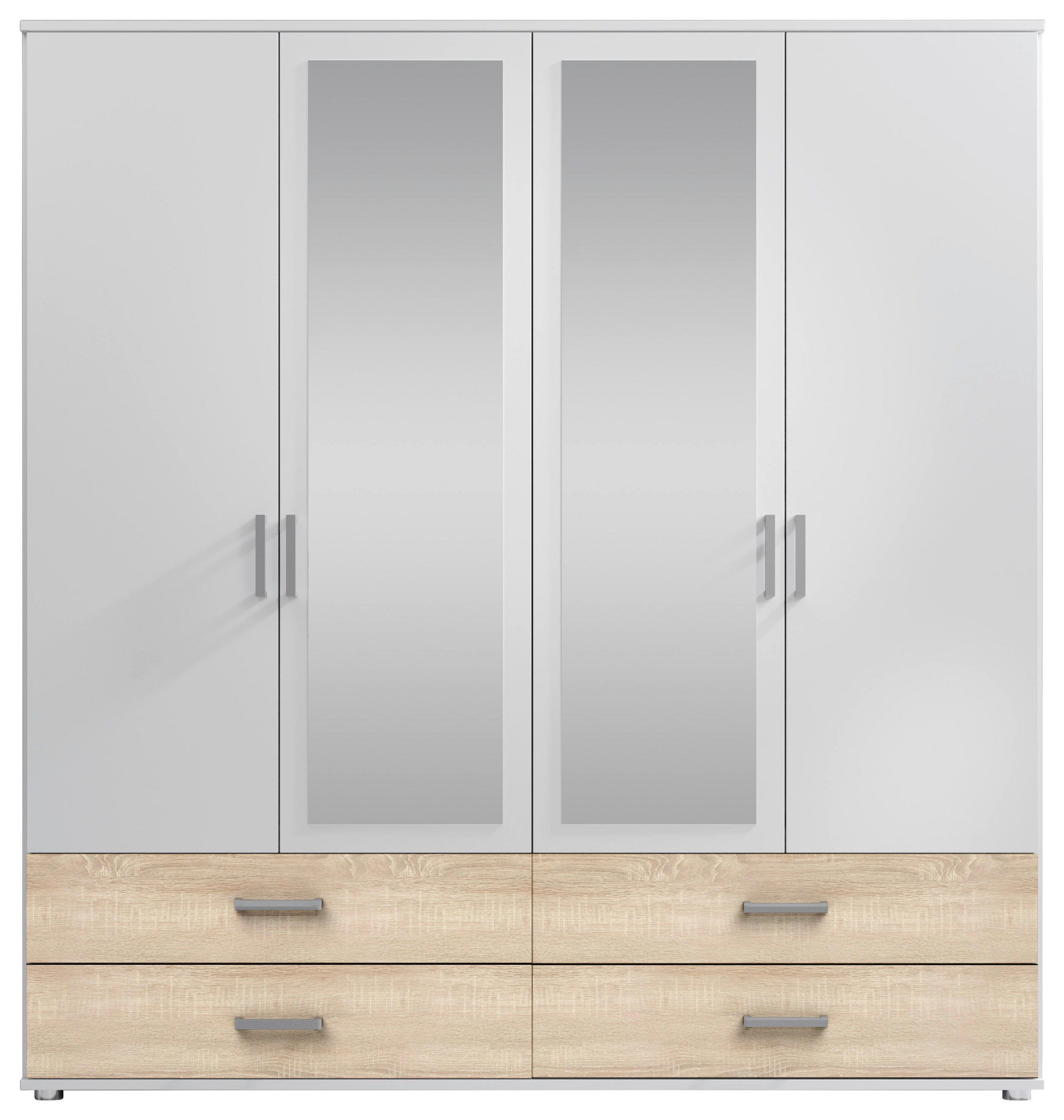 KLEIDERSCHRANK  in Weiß, Sonoma Eiche  - Silberfarben/Weiß, Basics, Glas/Holzwerkstoff (180/190/51cm) - Carryhome