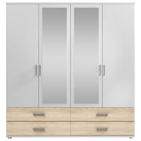 KLEIDERSCHRANK  in Weiß, Sonoma Eiche  - Silberfarben/Weiß, Basics, Glas/Holzwerkstoff (180/190/51cm) - Carryhome