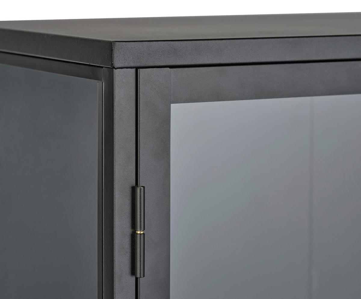 SIDEBOARD svart  131/88/40 cm  - svart/guldfärgad, Trend, metall/glas (131/88/40cm) - Xora
