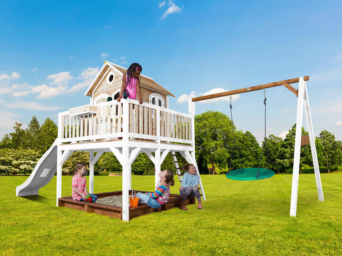 SPIELTURM 613/291/277 cm  - Braun/Weiß, KONVENTIONELL, Holz (613/291/277cm) - Ambia Garden