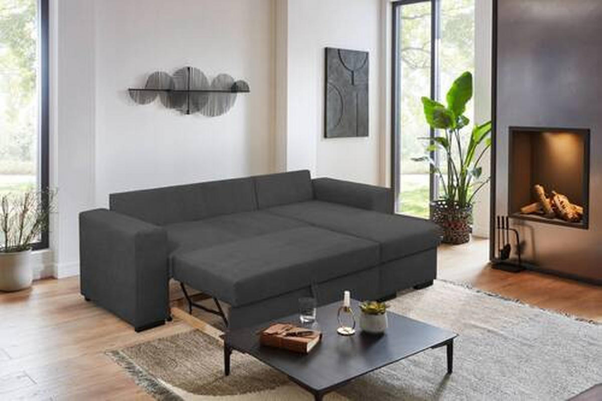 ROHOVÁ SEDAČKA, textil, antracitová - černá/antracitová, Konvenční, textil/plast (243/155cm) - Carryhome