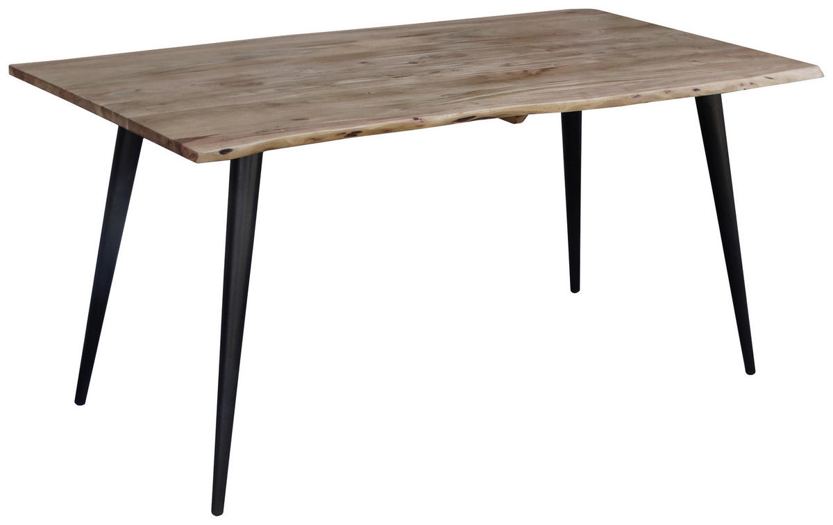 ESSTISCH in Holz, Metall 160/90/76 cm  - Schwarz/Akaziefarben, Natur, Holz/Metall (160/90/76cm) - Carryhome
