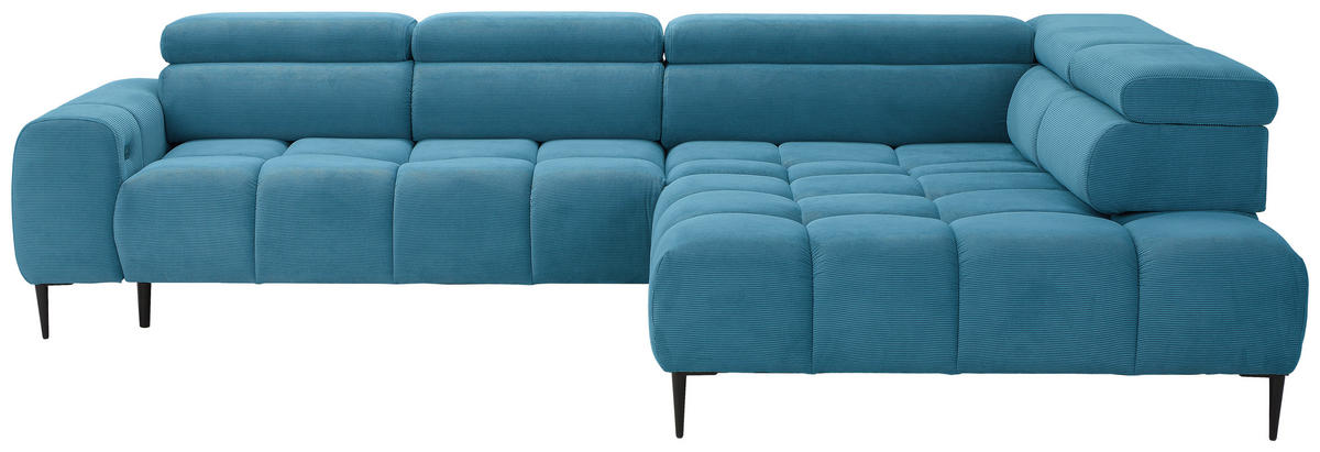 SEDEŽNA GARNITURA, rebrasti žamet siva  - črna/siva, Moderno, kovina/tekstil (216/300/0cm) - Welnova