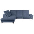 ECKSOFA Blau Webstoff  - Blau/Schwarz, KONVENTIONELL, Textil/Metall (225/288cm) - Carryhome