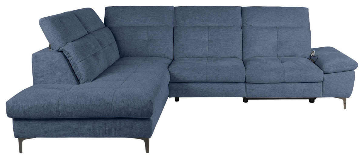 ECKSOFA Blau Webstoff  - Blau/Schwarz, KONVENTIONELL, Textil/Metall (225/288cm) - Carryhome