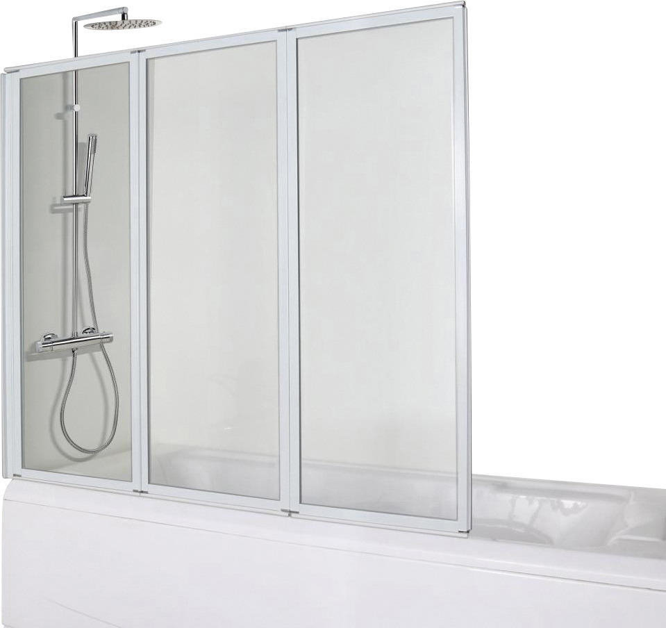 SKLÁDACÍ VANOVÁ ZÁSTĚNA bílá  - bílá, Moderní, kov/sklo (130/121cm)