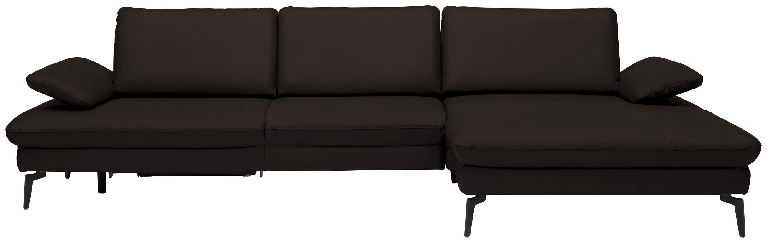 ECKSOFA in Echtleder Dunkelbraun  - Dunkelbraun/Schwarz, Design, Leder/Metall (325/157cm) - Dieter Knoll