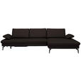 ECKSOFA in Echtleder Dunkelbraun  - Dunkelbraun/Schwarz, Design, Leder/Metall (325/157cm) - Dieter Knoll