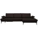 ECKSOFA in Echtleder Dunkelbraun  - Dunkelbraun/Schwarz, Design, Leder/Metall (325/157cm) - Dieter Knoll