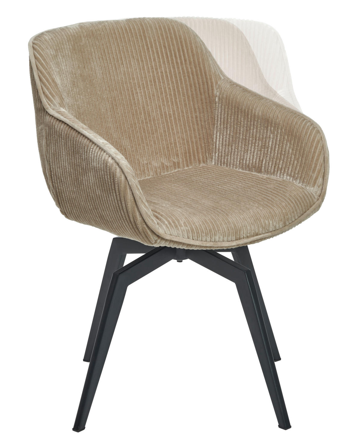 ARMLEHNSTUHL  Sitzfläche 360° drehbar, inklusive Armlehnen Cord  - Hellbraun/Schwarz, Modern, Textil/Metall (60/84/64cm) - Livetastic