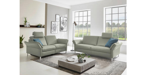 3-SITZER-SOFA Latina in Echtleder Hellgrau   - Hellgrau/Alufarben, Design, Leder/Metall (190/82/99cm) - Dieter Knoll