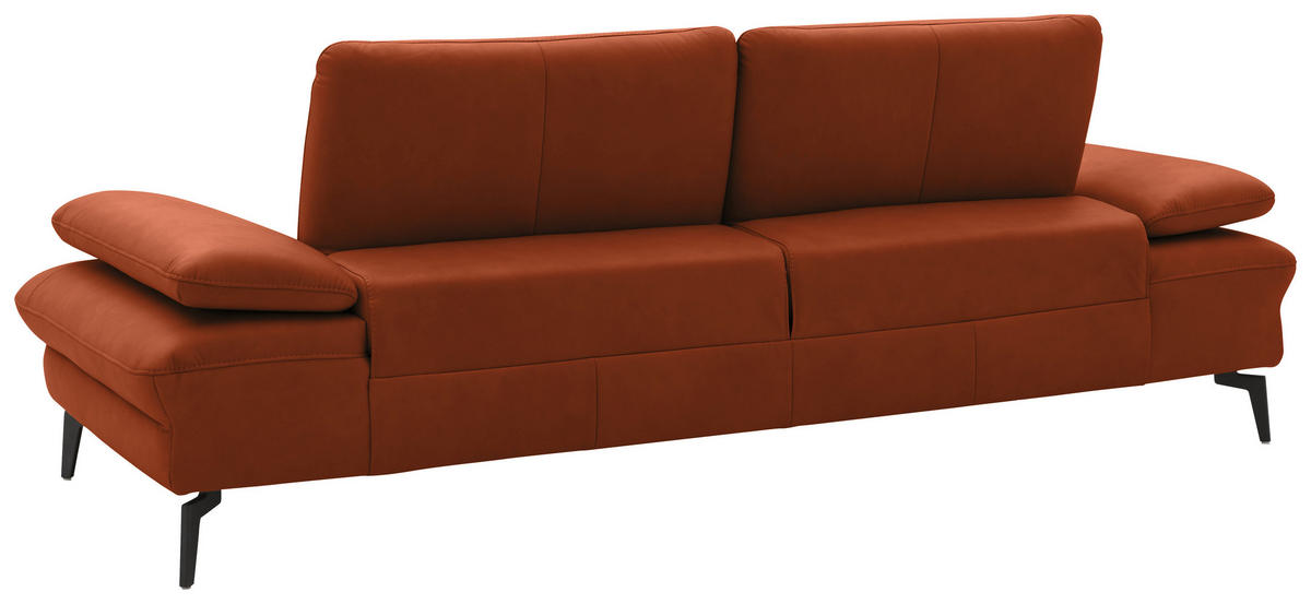 3-SITZER-SOFA in Echtleder Cognac  - Cognac/Schwarz, Design, Leder/Metall (238/86/94cm) - Dieter Knoll