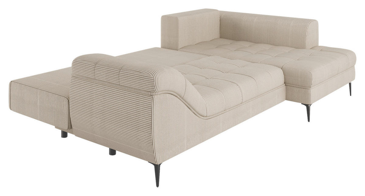 ECKSOFA in Cord Creme  - Creme/Schwarz, Design, Textil (276/177cm) - MID.YOU