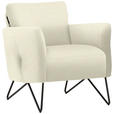 SESSEL in Chenille, Mikrofaser Creme  - Creme/Schwarz, Design, Textil/Metall (68/78/76cm) - Johann Jakob