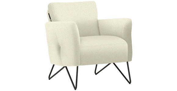 SESSEL in Chenille, Mikrofaser Creme - Creme/Schwarz, Design, Textil/Metall (68/78/76cm) - Johann Jakob