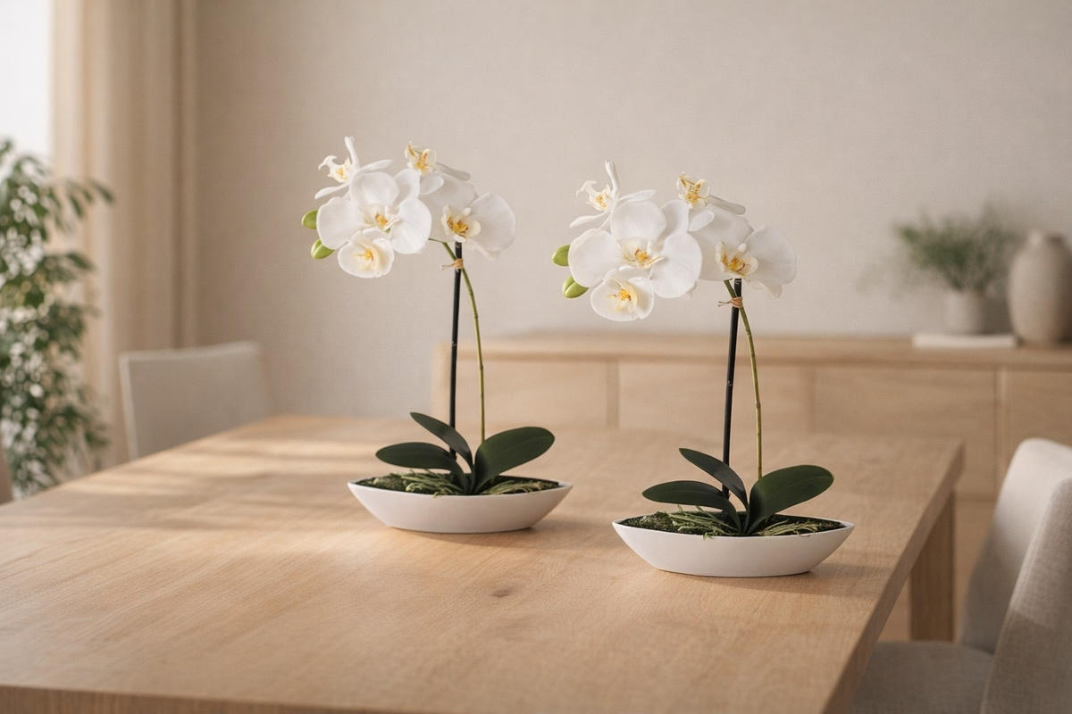 ORCHIDEEN-SET 2TLG. Orchidee 30 cm  - Weiß/Grün, Design, Keramik/Kunststoff (30cm)
