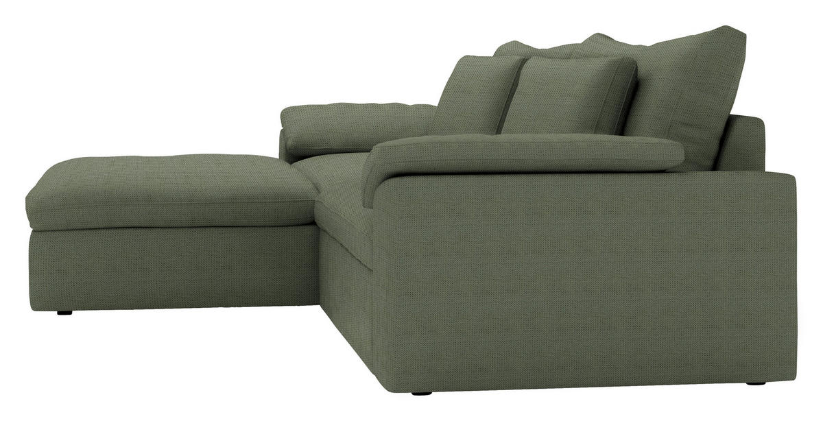 ECKSOFA  Chenille Dunkelgrün  - Dunkelgrün/Schwarz, Modern, Kunststoff/Textil (198/306cm) - Carryhome