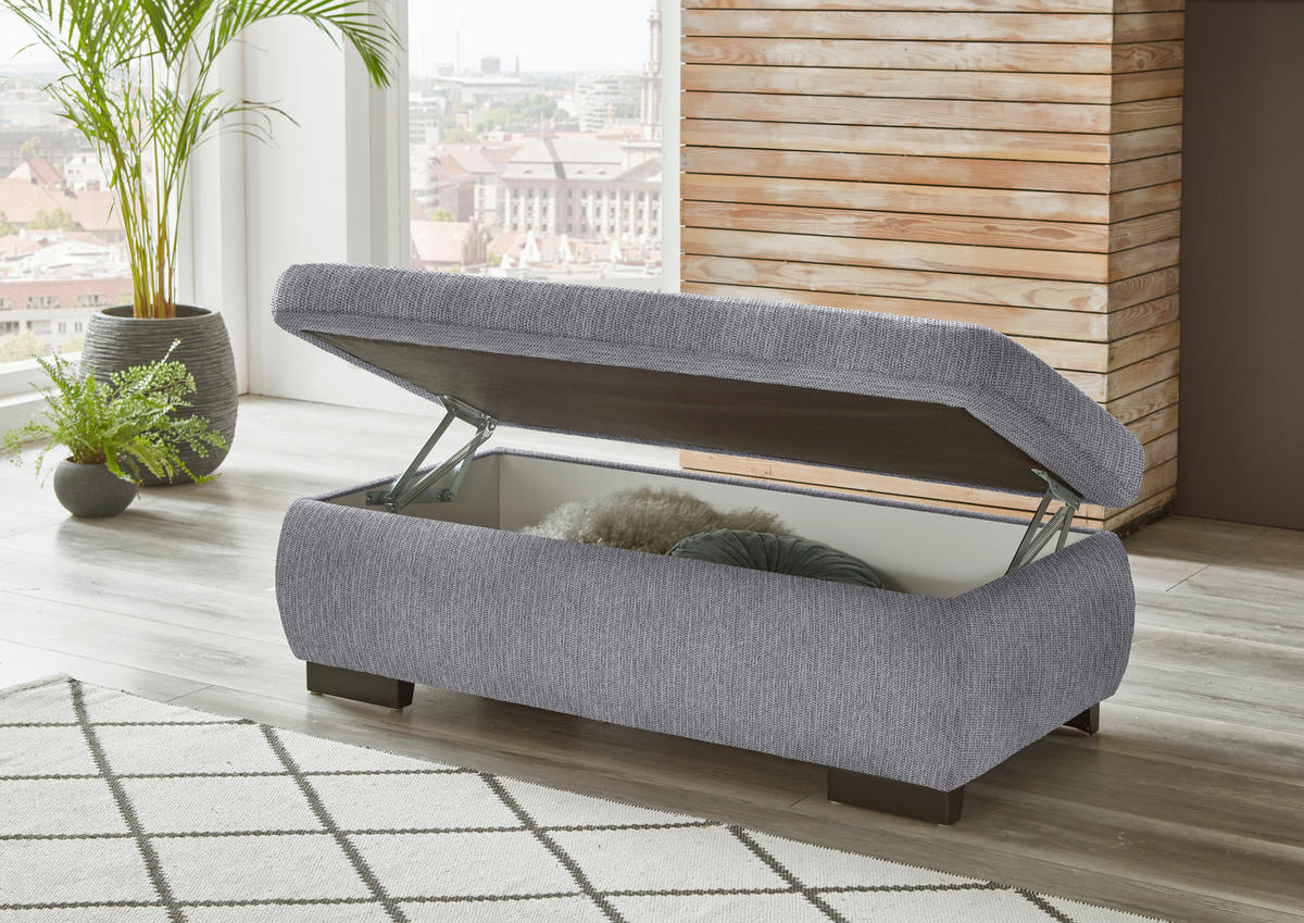 ECKSOFA in Flachgewebe Grau  - Schwarz/Grau, Design, Textil/Metall (297/174cm) - Beldomo Style