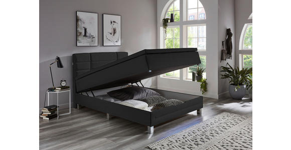 BOXSPRINGBETT 140/200 cm  in Anthrazit  - Anthrazit/Schwarz, Design, Holzwerkstoff/Kunststoff (140/200cm) - Carryhome