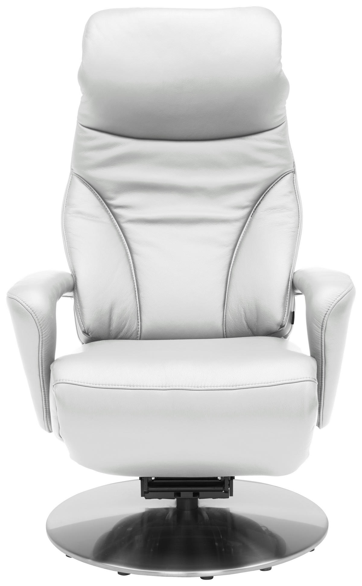 RELAXSESSEL in Leder Weiss  - Weiss/Edelstahlfarben, Design, Leder/Metall (75/117/88cm) - Dieter Knoll