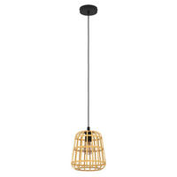 HÄNGELEUCHTE 24/150 cm    - Schwarz/Naturfarben, Design, Holz/Metall (24/150cm) - Eglo