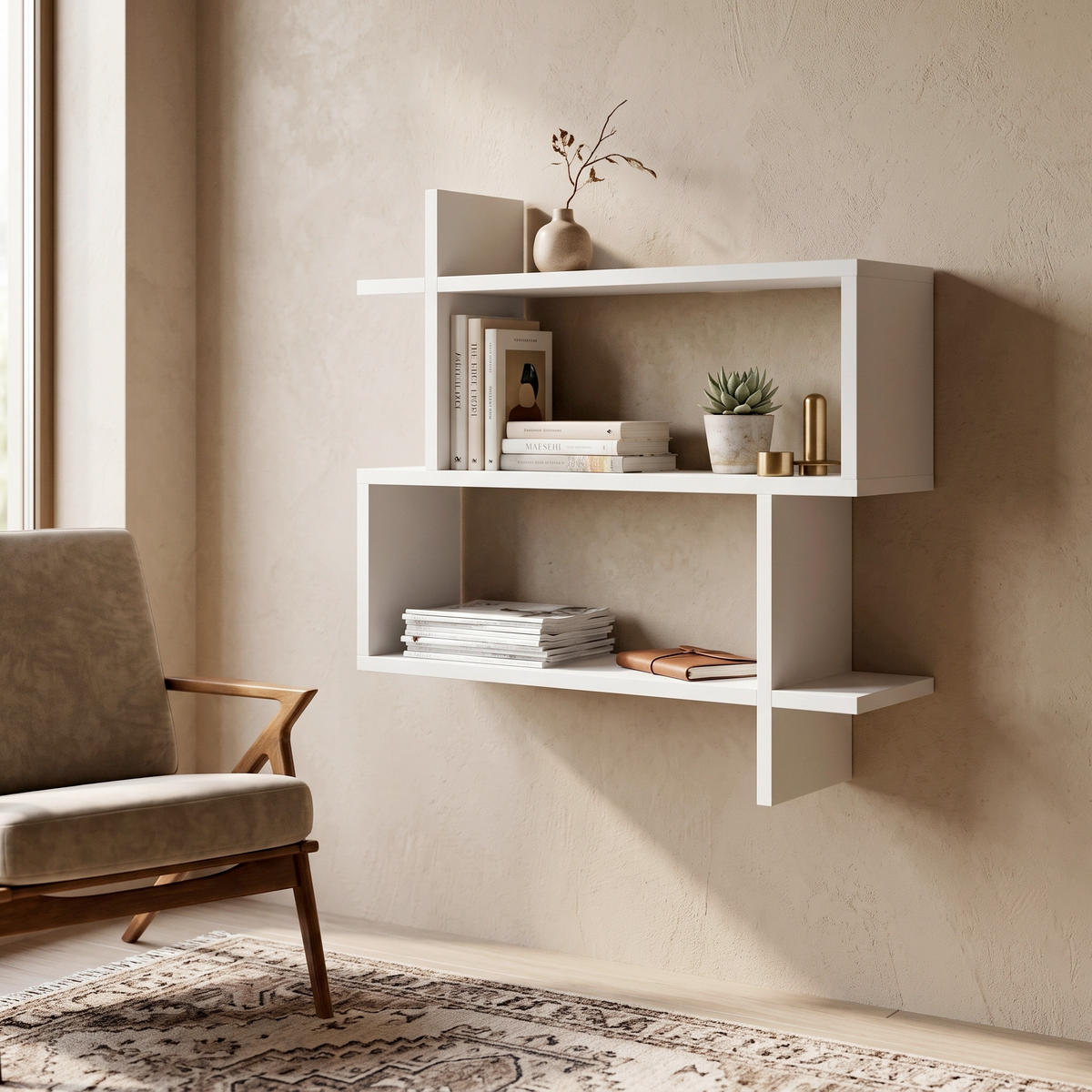 WANDBOARD70/65/22 cm Weiss  - Weiss, Design, Holzwerkstoff (70/65/22cm) - Livetastic