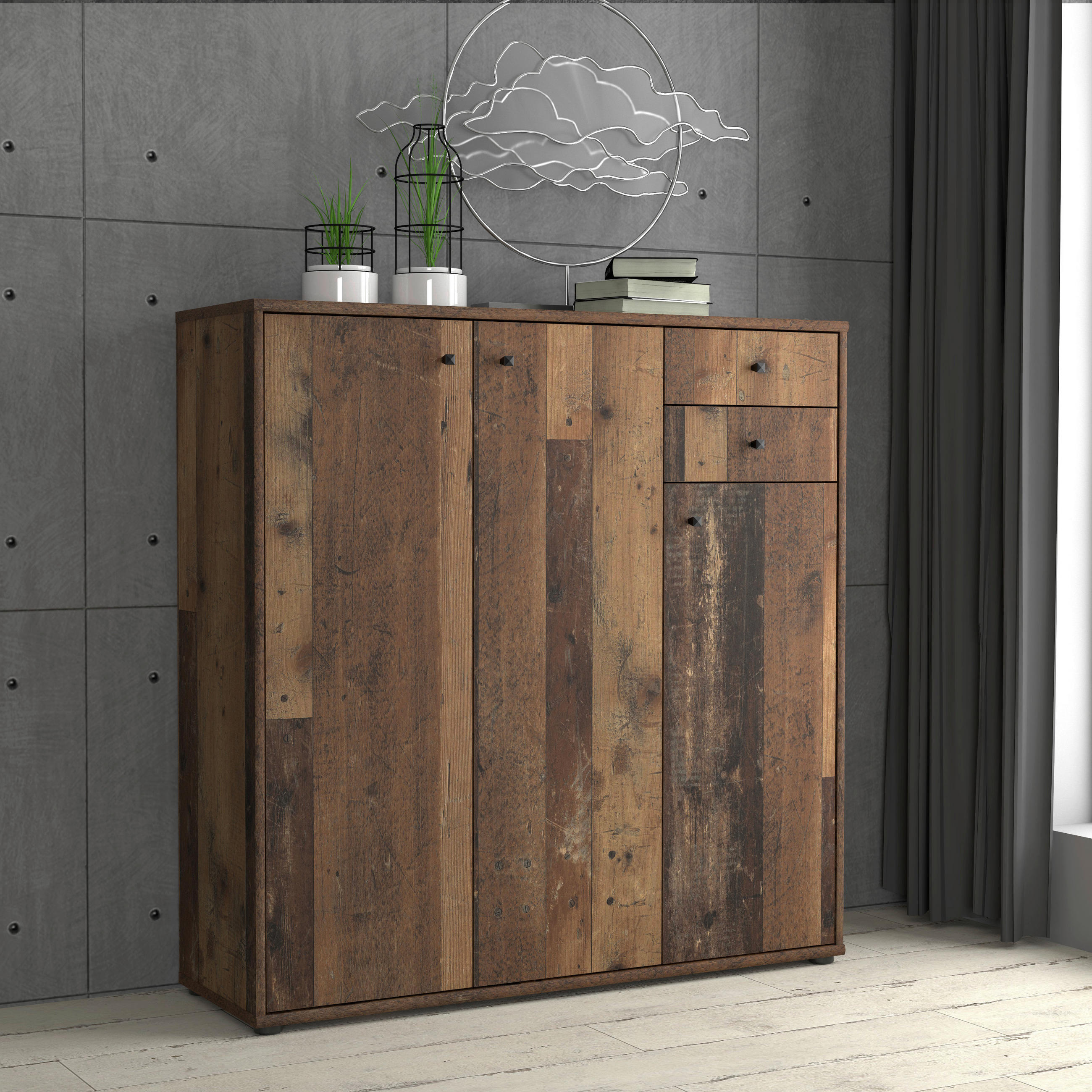 KOMMODE  in 108,8/111,1/34,8 cm  - Dunkelbraun/Graubraun, Design, Holzwerkstoff (108,8/111,1/34,8cm)