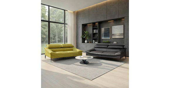 3-SITZER-SOFA Echtleder Schwarz  - Schwarz, Design, Leder/Metall (222/78/108cm) - Belluti
