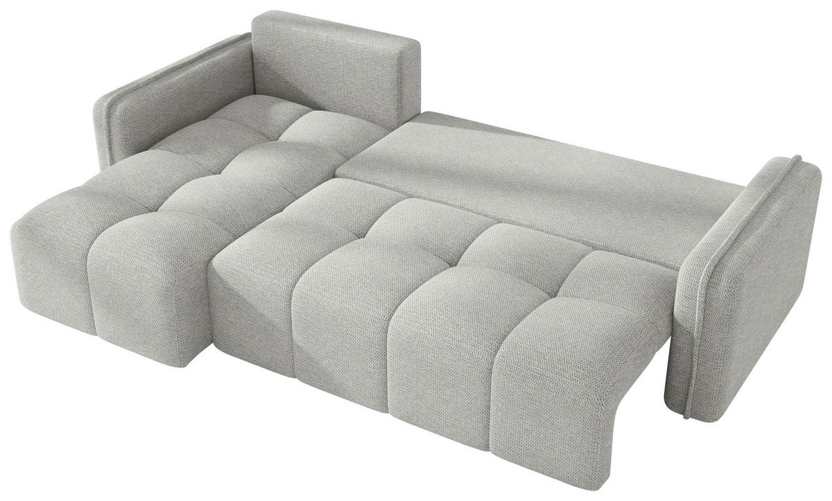 ECKSOFA  in Flachgewebe Hellgrau  - Hellgrau/Schwarz, MODERN, Kunststoff/Textil (142/240cm) - Carryhome