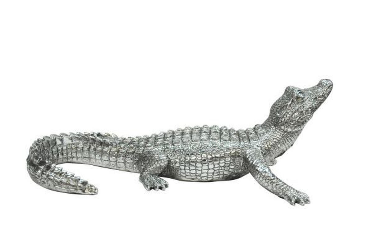 DEKOKROKODIL - Silberfarben, Lifestyle, Kunststoff (34,5/18/12,5cm) - Ambia Home