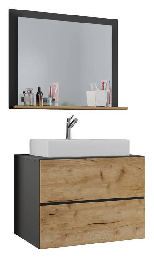 BADEZIMMER 3-teilig in 80 cm - Honigeiche/Weiss, Modern, Keramik/Holzwerkstoff (80cm) - MID.YOU