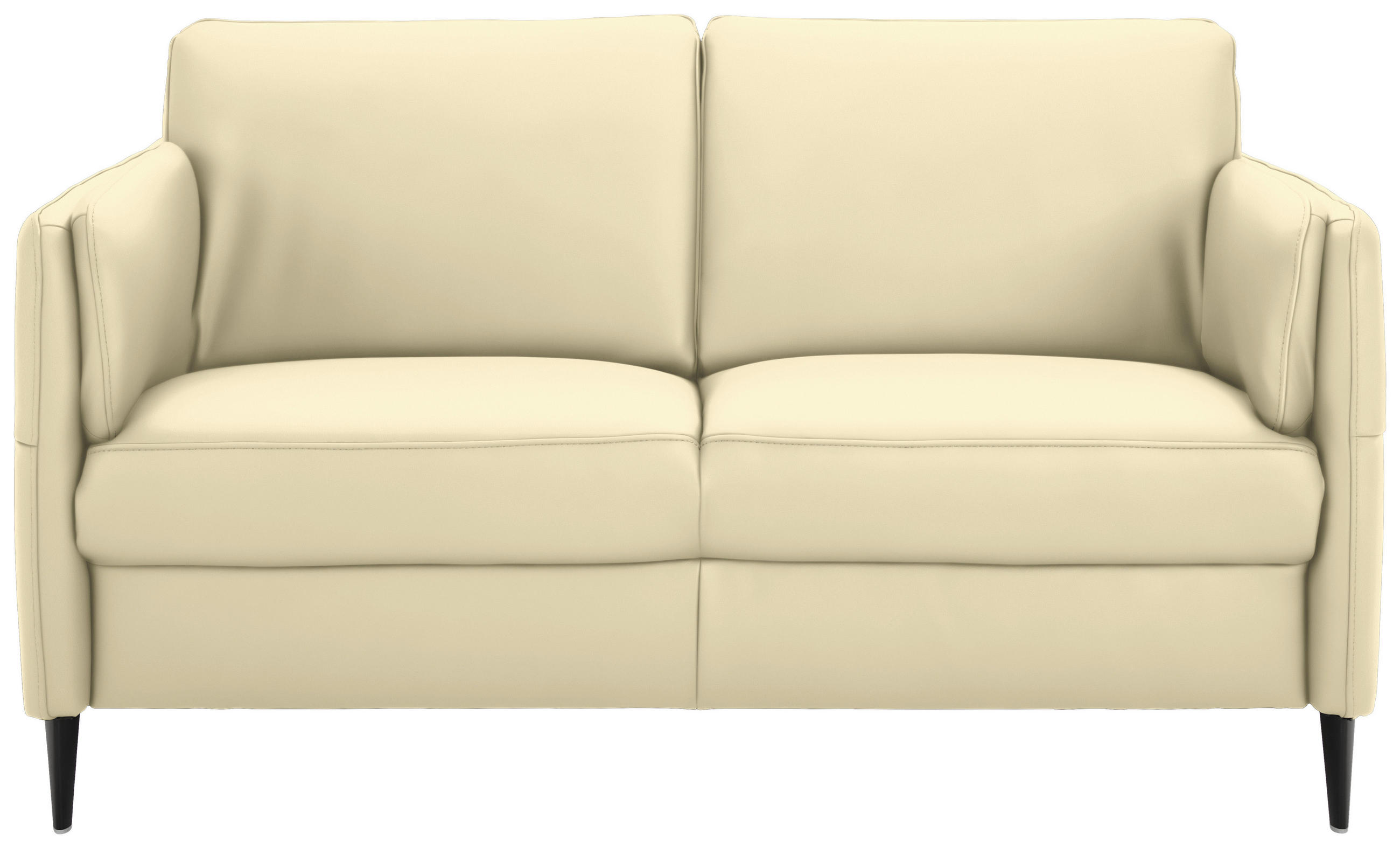 2,5-SITZER in Echtleder Creme  - Creme/Schwarz, Design, Leder/Metall (164/84/99cm) - Dieter Knoll