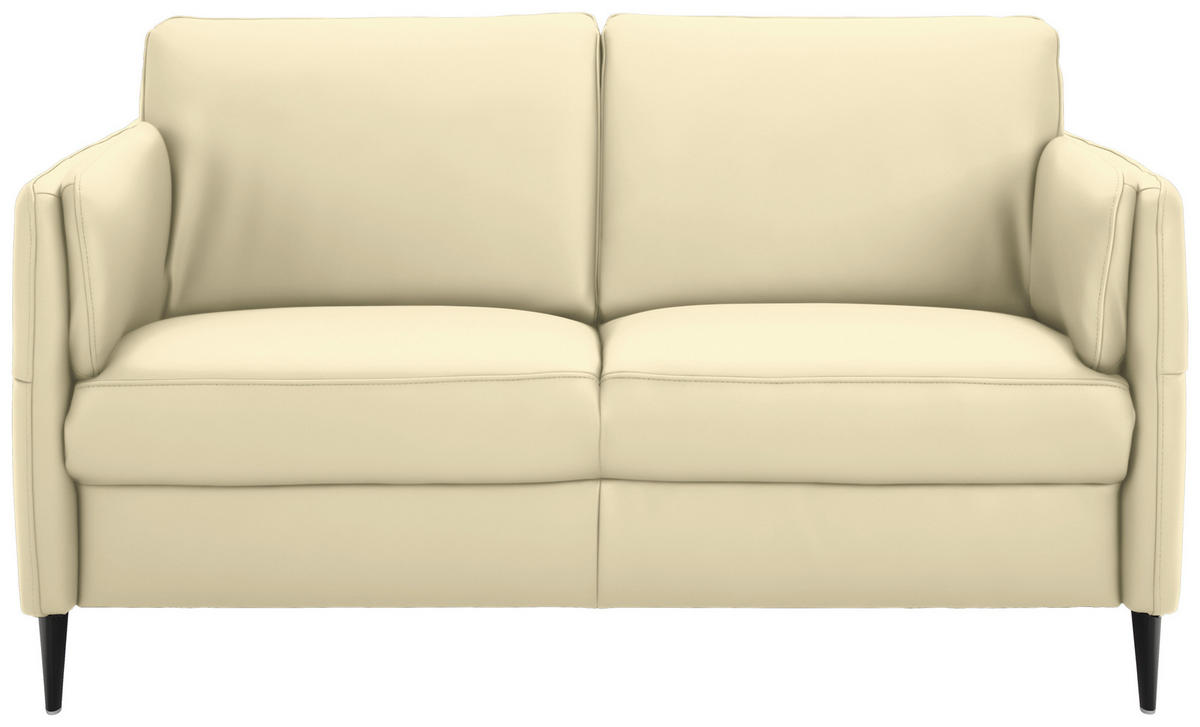 2,5-SITZER in Leder Creme  - Creme/Schwarz, Design, Leder/Metall (164/84/99cm) - Dieter Knoll
