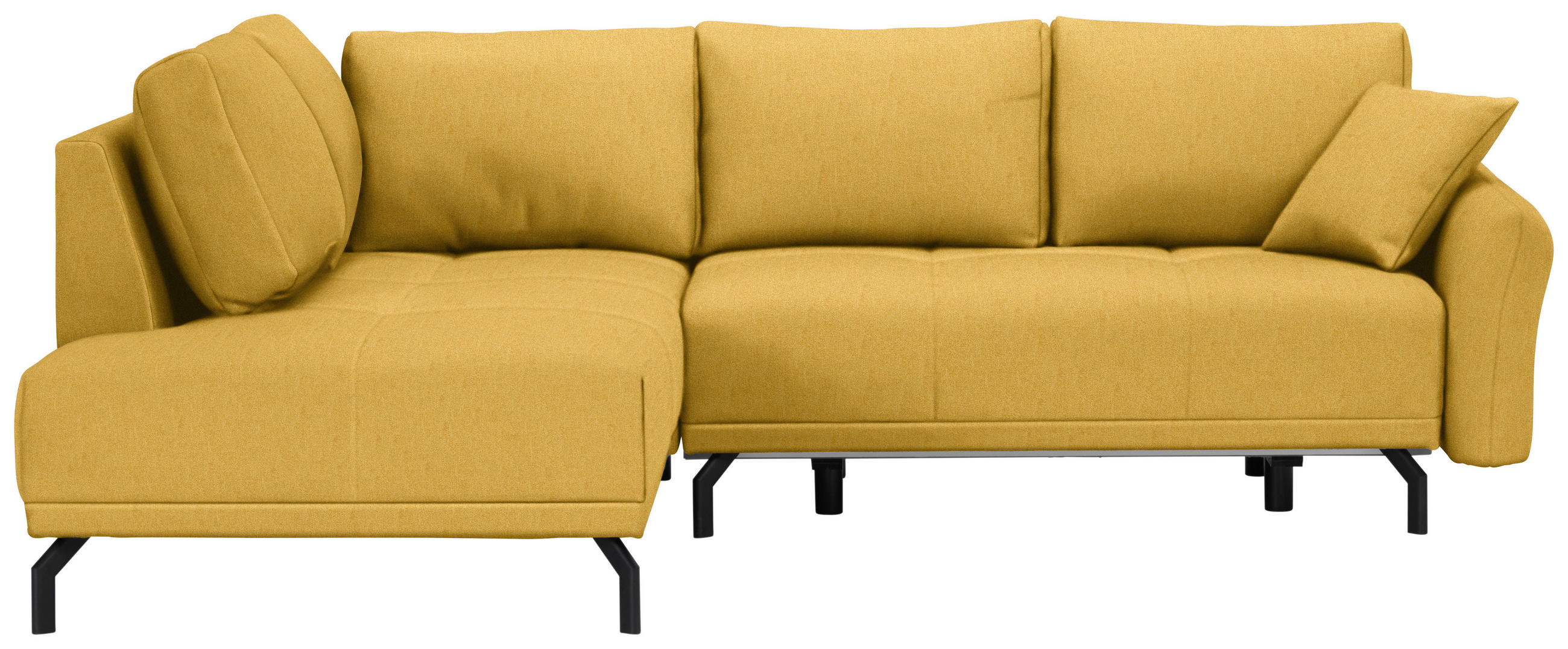 ECKSOFA in Webstoff Gelb  191/250 cm  - Gelb/Schwarz, LIFESTYLE, Textil/Metall (191/250cm) - Carryhome