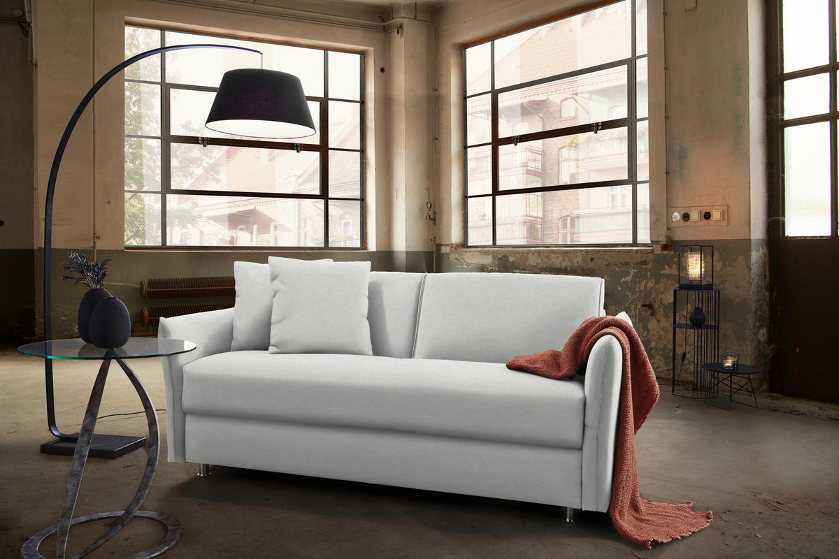 SCHLAFSOFA in Textil Naturfarben  - Chromfarben/Naturfarben, Modern, Textil/Metall (194/85/100cm) - Bali