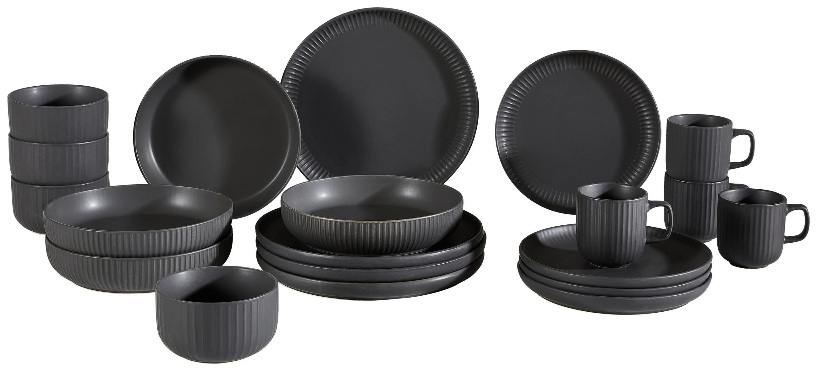 KOMBISERVICE Schwarz 20-teilig TIMELESS  - Schwarz, Trend, Keramik - Novel
