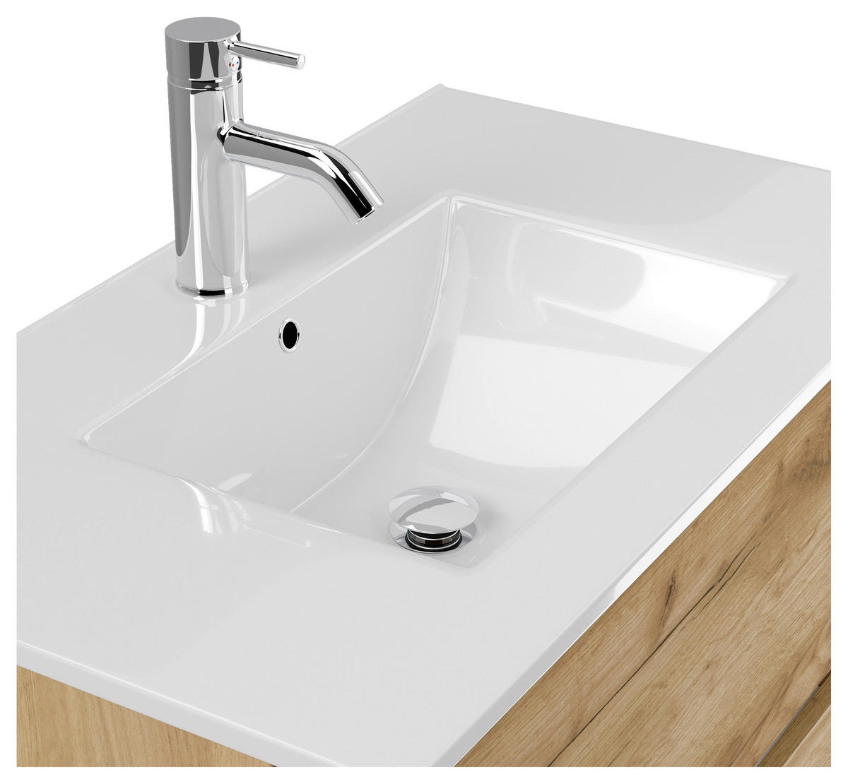 WASCHTISCHKOMBI 80 cm  - Eichefarben/Weiß, MODERN, Keramik/Holzwerkstoff (80cm) - MID.YOU