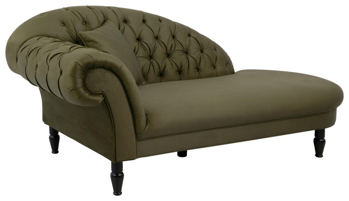 RÉCAMIERE in Velours Olivgrün  - Schwarz/Olivgrün, Design, Holz/Textil (216/91/103cm) - MID.YOU