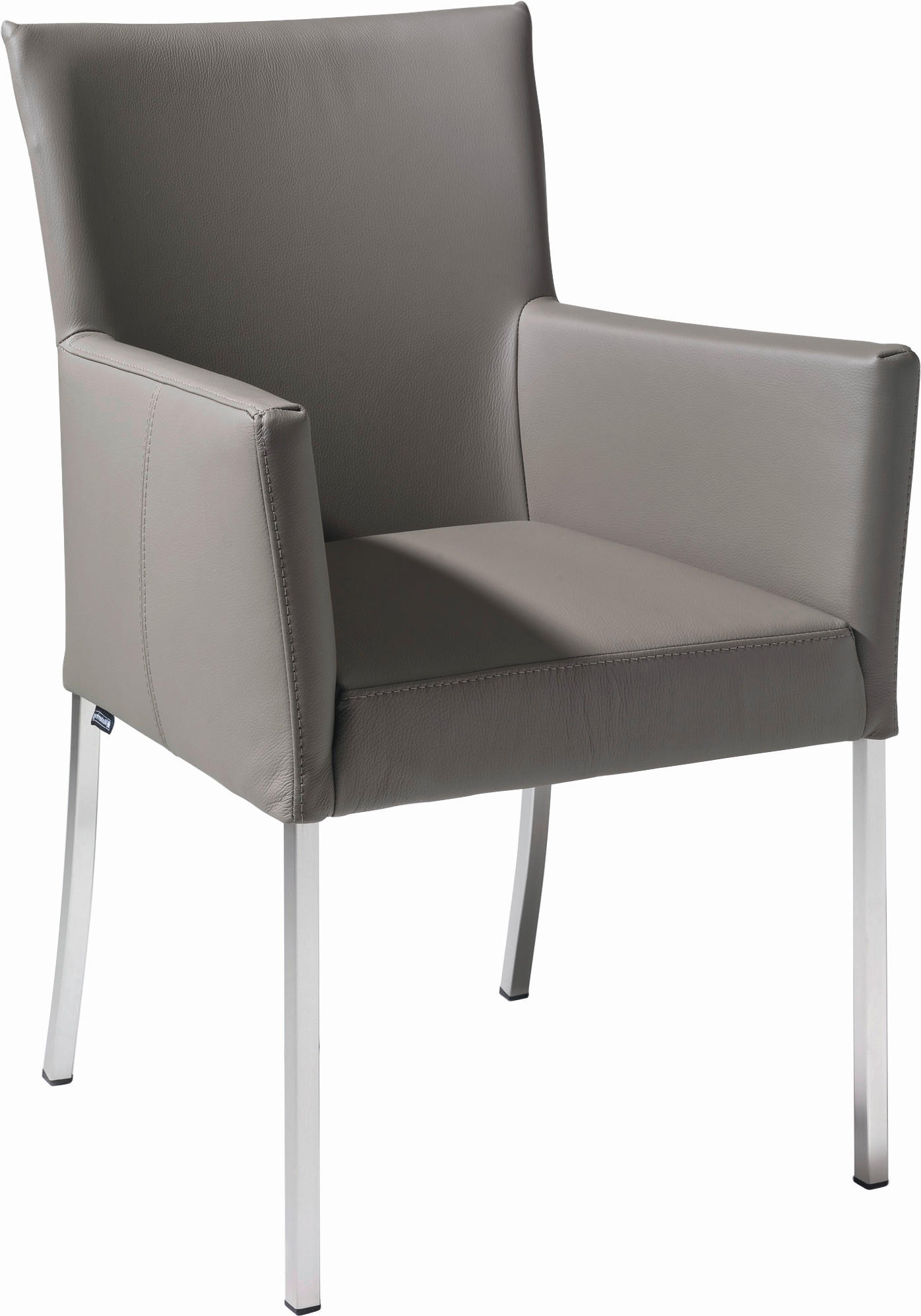 ARMLEHNSTUHL  in Edelstahl Echtleder pigmentiert  - Schlammfarben, Design, Leder/Metall (59/91/65cm) - Musterring