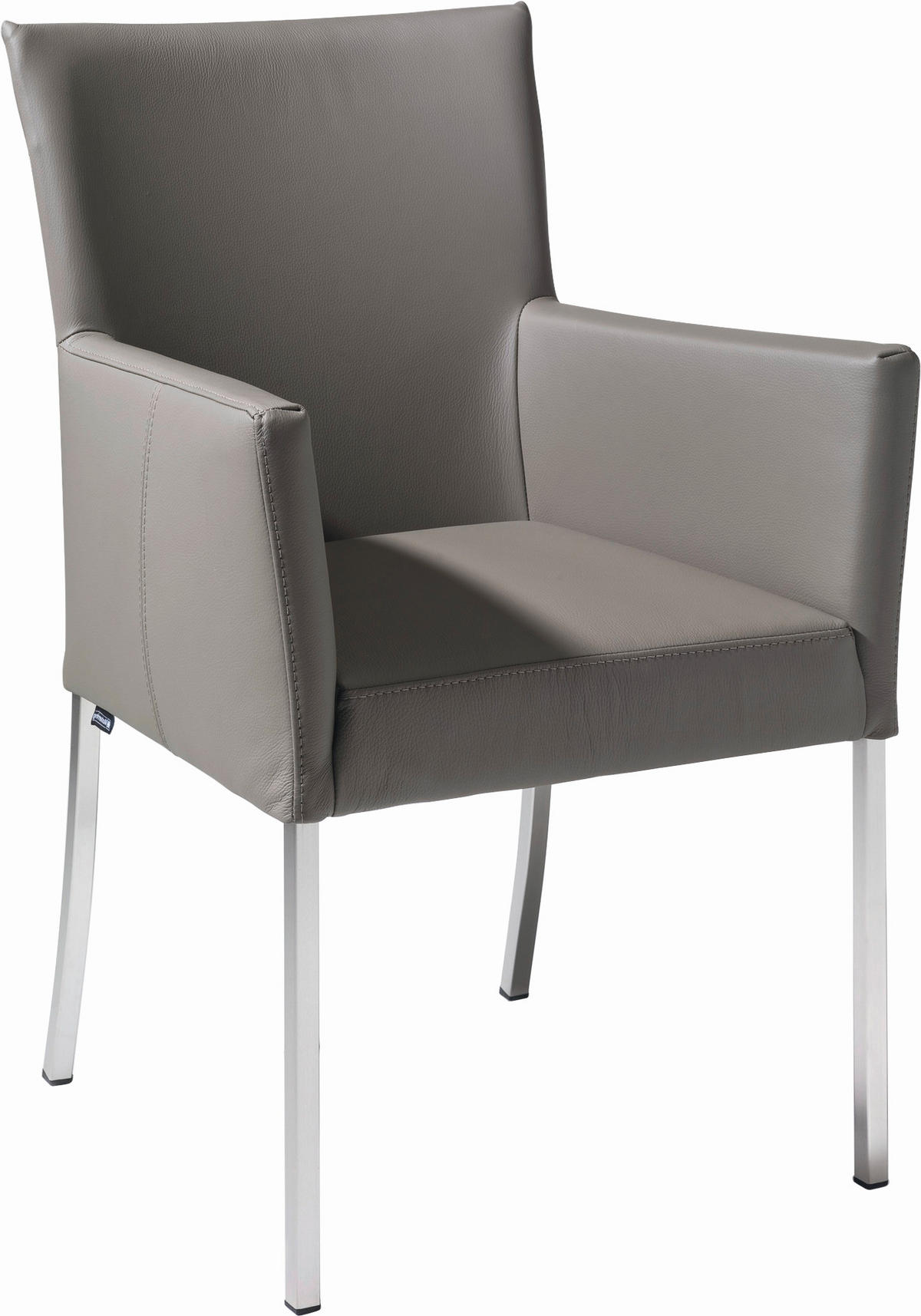 ARMLEHNSTUHL  in Edelstahl Echtleder pigmentiert  - Schlammfarben, Design, Leder/Metall (59/91/65cm) - Musterring