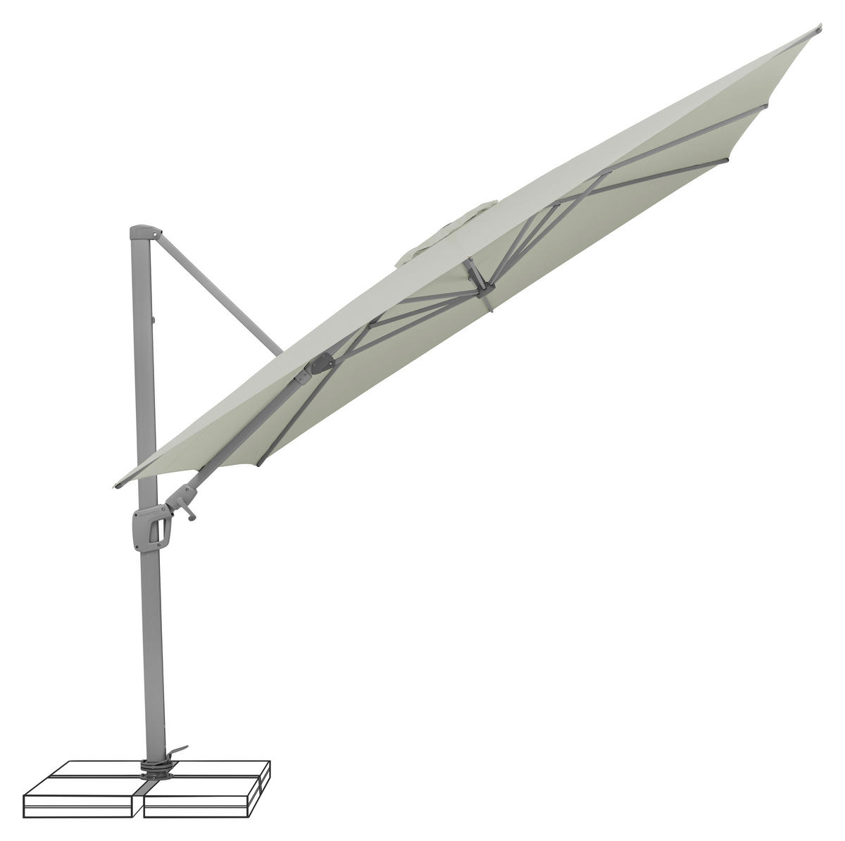 AMPELSCHIRM 300x300 cm Hellgrau  - Platinfarben/Silberfarben, KONVENTIONELL, Textil/Metall (300/300cm) - Suncomfort by Glatz