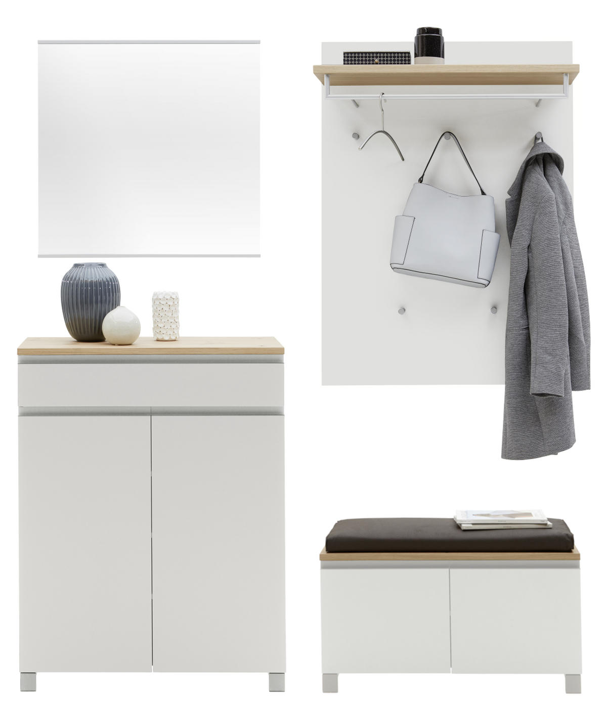 GARDEROBE 5-teilig  in 180/193/40 cm  - Weiss/Eichefarben, Design, Holz/Holzwerkstoff (180/193/40cm) - Dieter Knoll
