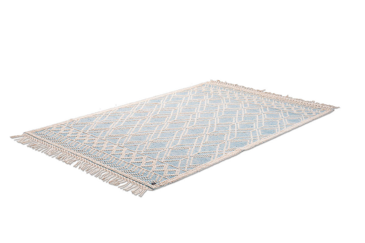 HANDWEBTEPPICH 65/135 cm Colored Macrame Four Creme, Pastellblau  - Pastellblau/Creme, KONVENTIONELL, Textil (65/135cm) - Tom Tailor