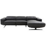 ECKSOFA in Echtleder Schwarz  - Schwarz, Design, Leder/Metall (282/162cm) - Xora