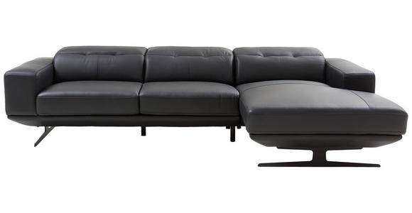 ECKSOFA in Echtleder Schwarz  - Schwarz, Design, Leder/Metall (282/162cm) - Xora